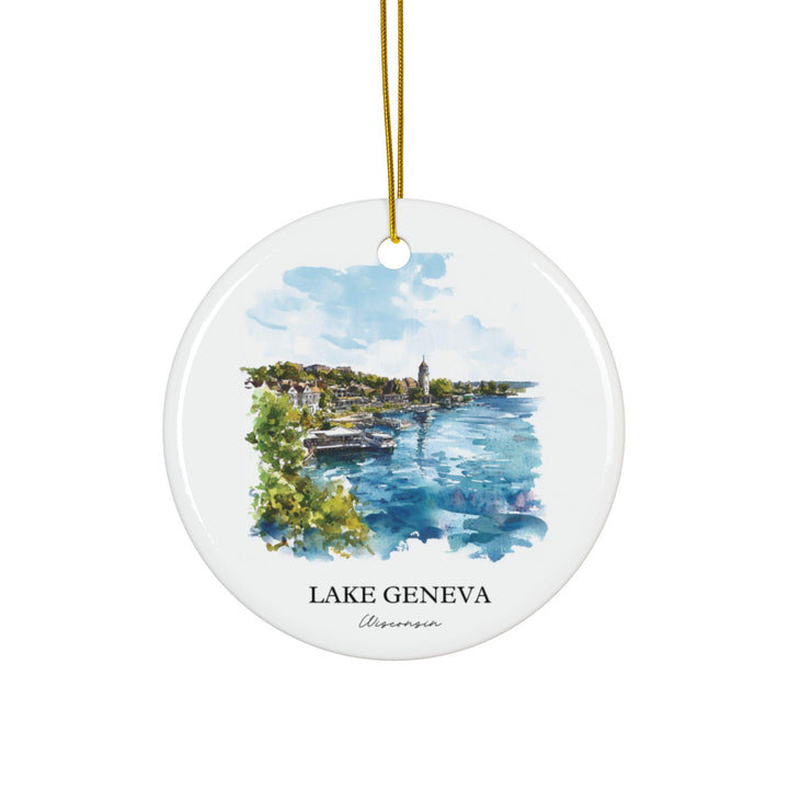 Lake Geneva WI Ornament: Unique Lake Geneva Souvenir, Wisconsin Xmas Decor, and Authentic Lake Geneva WI Gift