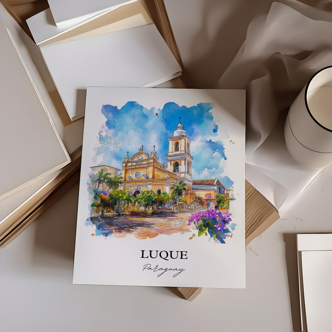 Luque Paraguay Wall Art, Asunción Print, Paraguay Watercolor Art, Luque Paraguay Gift, Travel Print, Travel Poster, Housewarming Gift