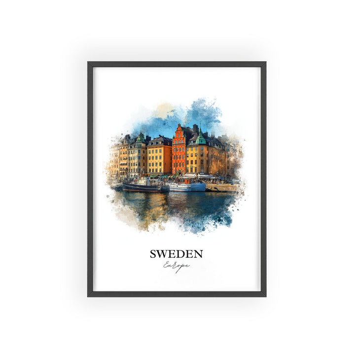 Sweden Wall Art, Sweden Print, Sweden Watercolor Art, Sweden Country Gift, Travel Print, Travel Poster, Housewarming Gift