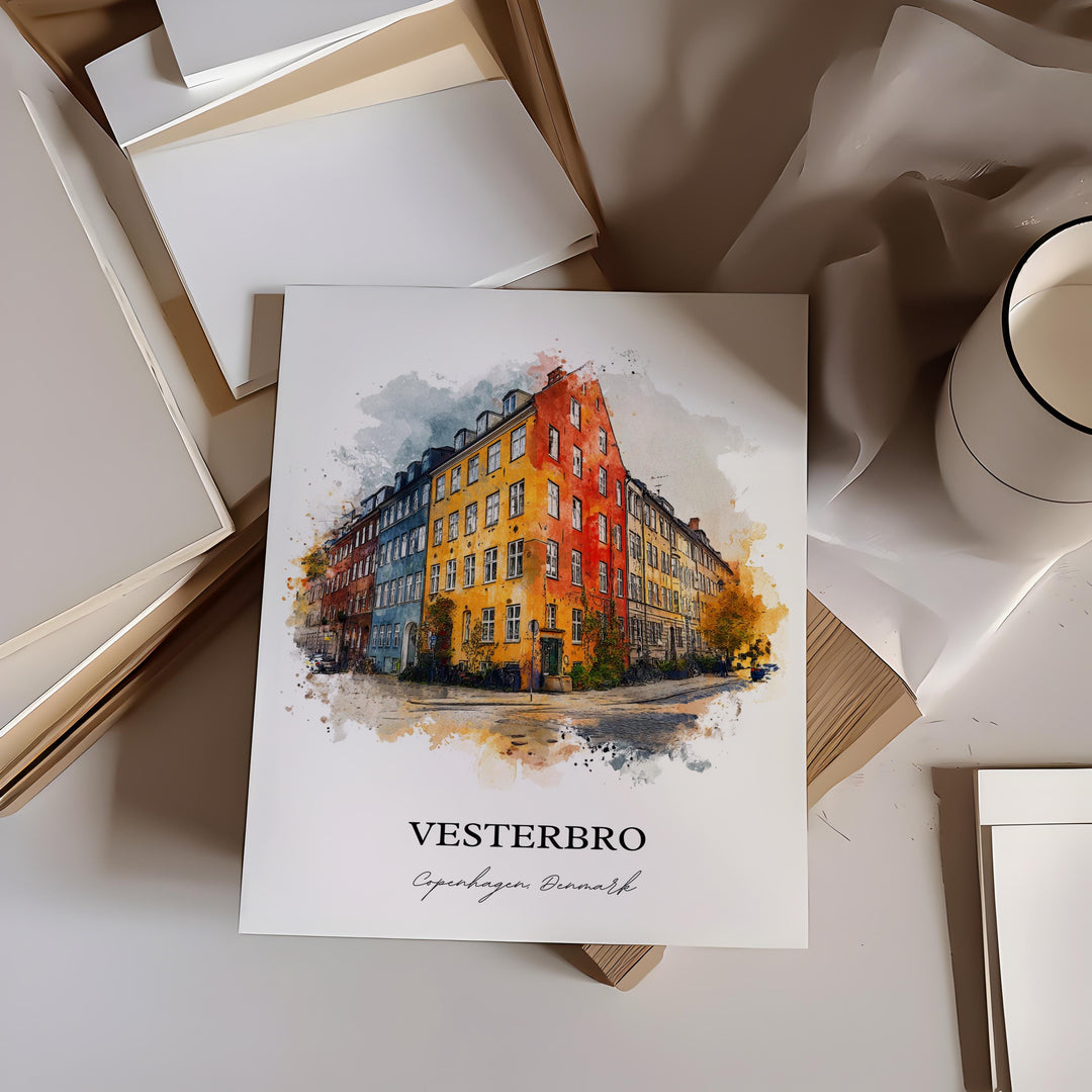 Vesterbro, Denmark – Watercolor Art Print