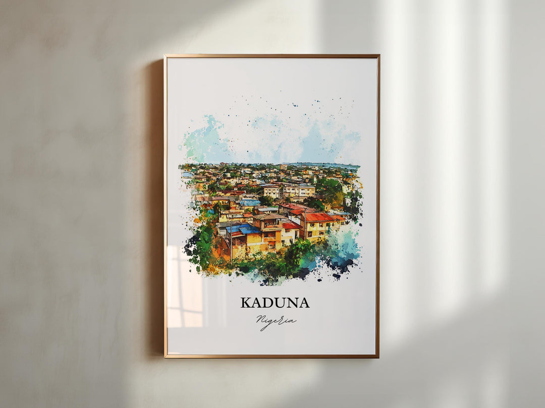Kaduna Wall Art, Northern Nigeria Print, Nigeria Watercolor Art, Kaduna Nigeria Gift, Travel Print, Travel Poster, Housewarming Gift