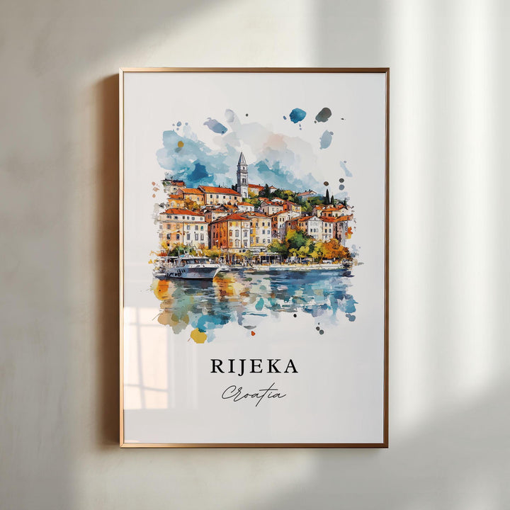 Rijeka Wall Art, Rijeka Croatia Print, Kvarner Bay Watercolor Art, Rijeka Gift, Croatia Travel Prints, Travel Poster, Housewarming Gift