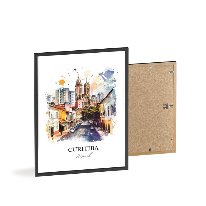 Curitiba Wall Art, Curitiba Print, Brazil Watercolor Art, Curitiba Gift, Travel Print, Travel Poster, Housewarming Gift