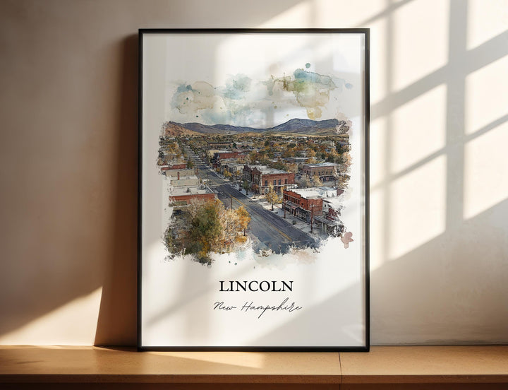 Lincoln NH Wall Art, White Mountains Print, New Hampshire Watercolor Art, Lincoln NH Gift, Travel Print, Travel Poster, Housewarming Gift