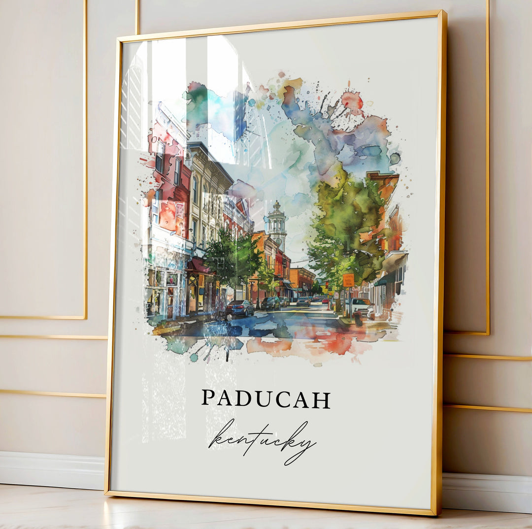 Paducah KY Wall Art, Paducah Print, Paducah Kentucky Watercolor, McCracken County Gift,