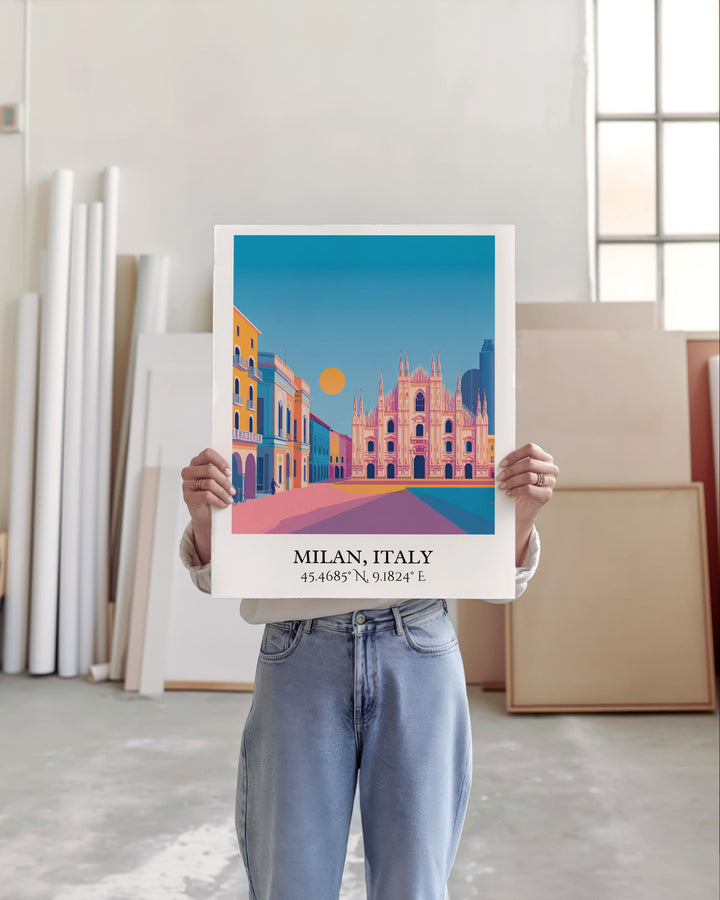 Milan Italy Art, Milan Retro Travel Art, Milan Italy Home Decor, Milan Italy Gift, Italy Travel Art, Travel Prints, Housewarming Gift