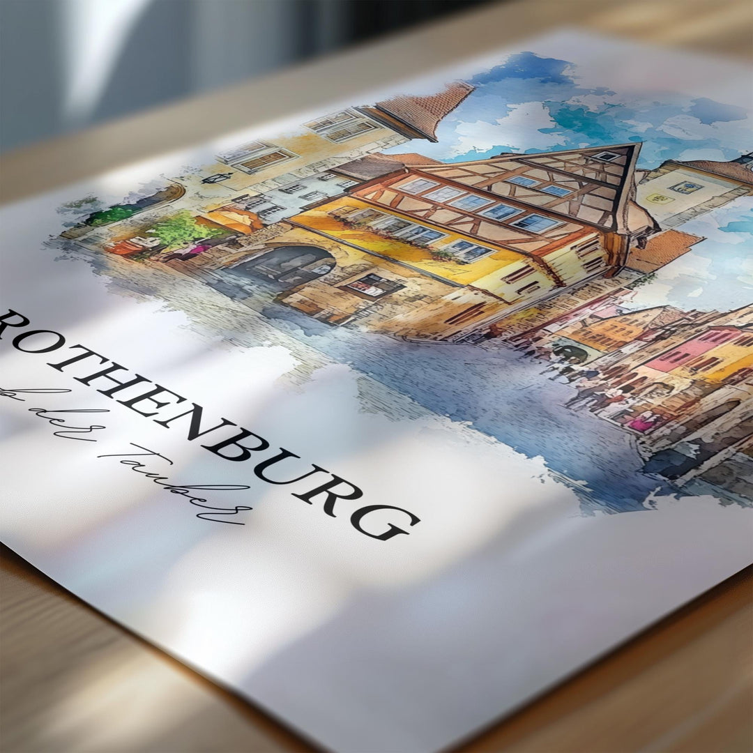 Rothenburg ob der Tauber Art, Bavaria Print, Germany Watercolor Art, Bavaria Region Gift, Travel Print, Travel Poster, Housewarming Gift