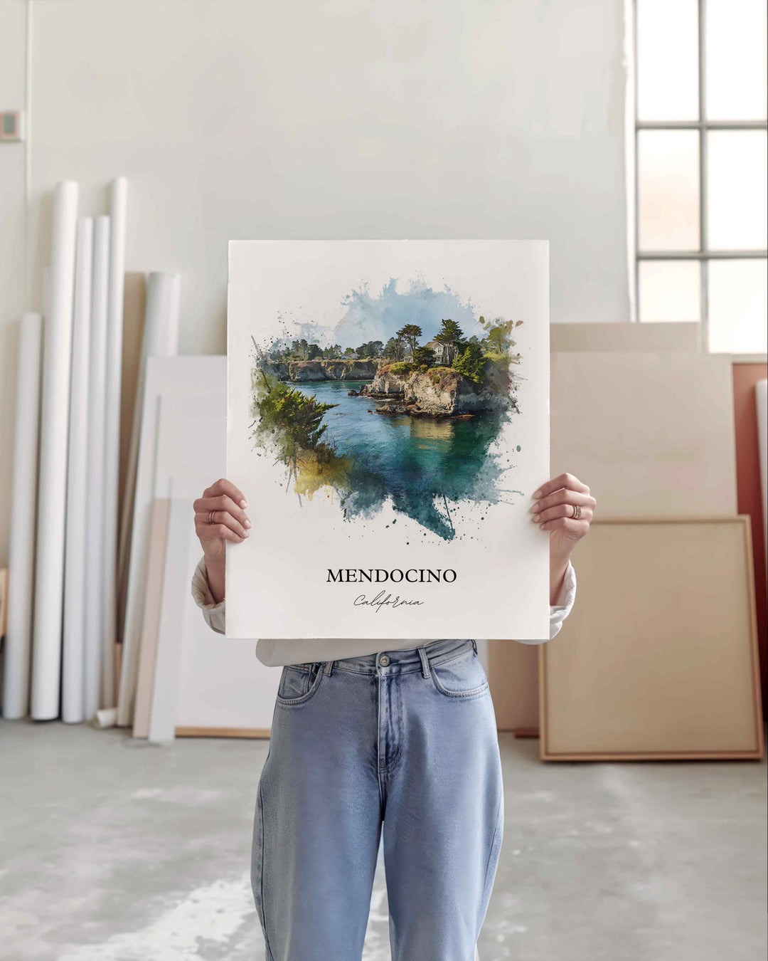 Mendocino, California – Watercolor Art Print