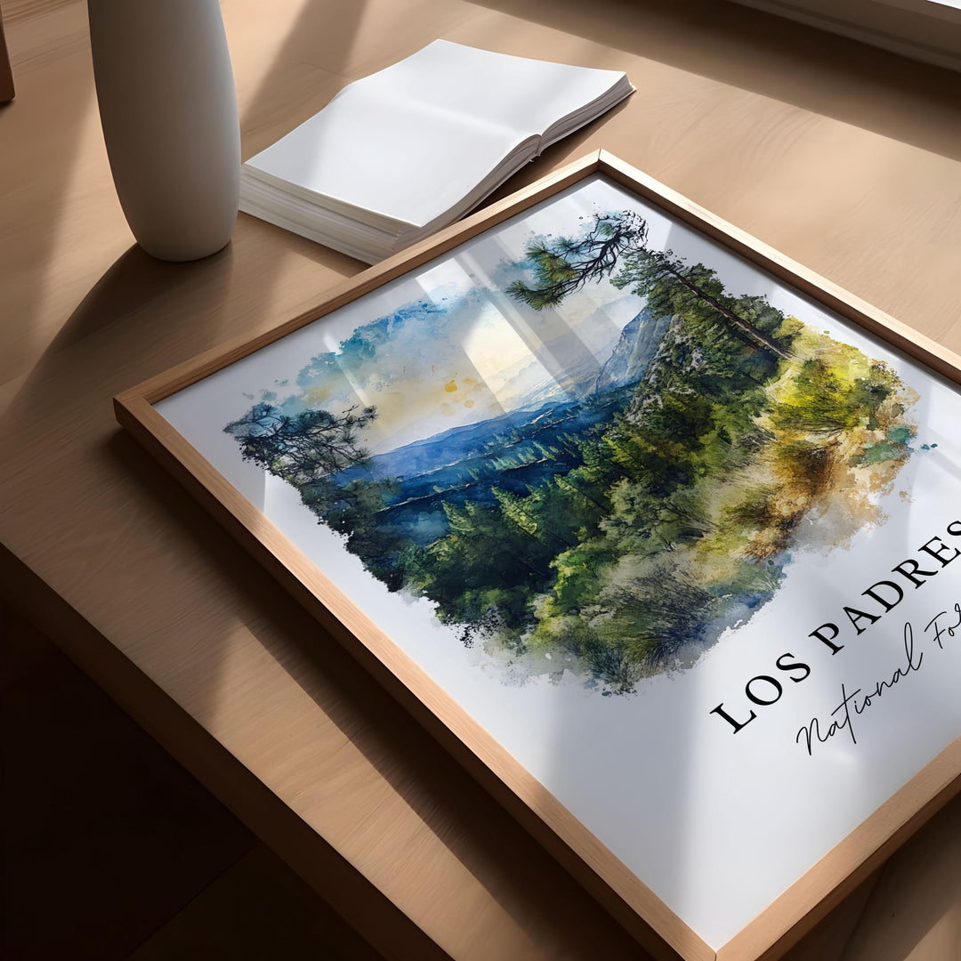 Los Padres National Forest Art, Solvang CA Print, Santa Barbara Watercolor, Los Padres Gift,
