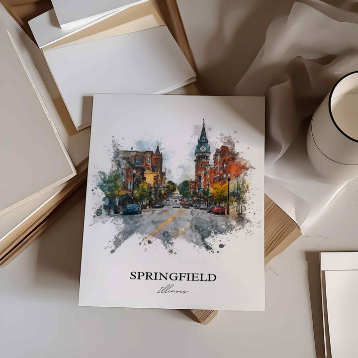 Springfield, Illinois – Watercolor Art Print