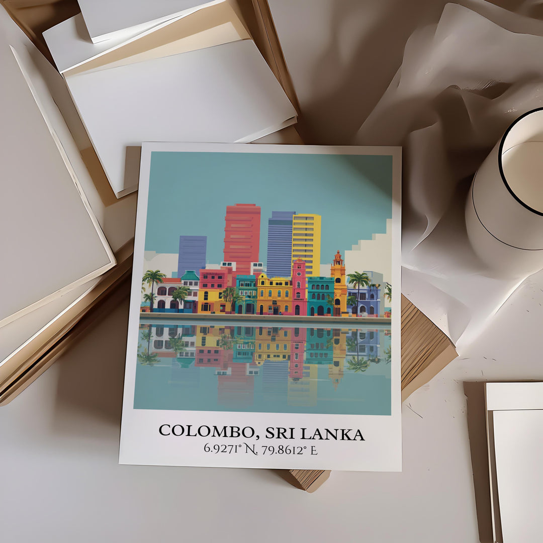 Colombo Art, Colombo Retro Travel Art, Sri Lanka Home Decor, Sri Lanka Gift, Sri Lanka Travel Art, Travel Prints, Housewarming Gift