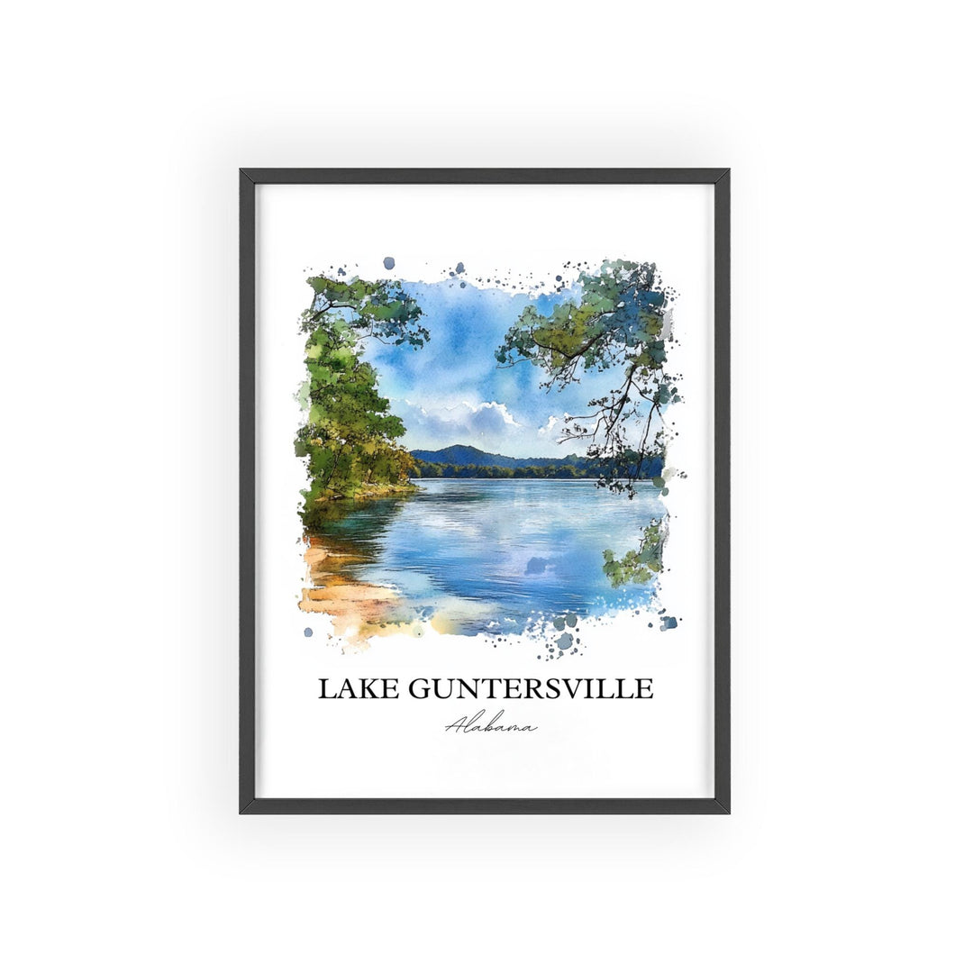 Lake Guntersville Wall Art, Alabama Print, Alabama Watercolor, Lake Guntersville Gift, Travel Print, Travel Poster, Housewarming Gift
