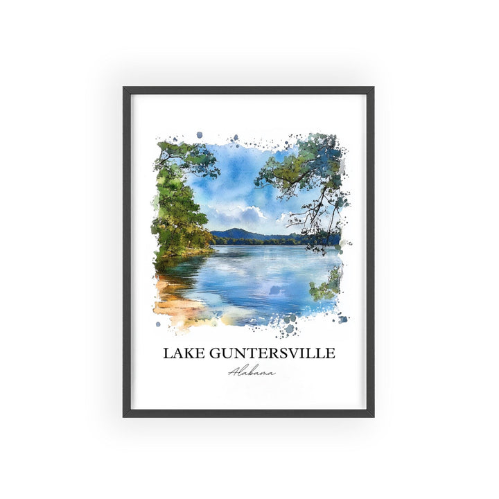 Lake Guntersville Wall Art, Alabama Print, Alabama Watercolor, Lake Guntersville Gift, Travel Print, Travel Poster, Housewarming Gift