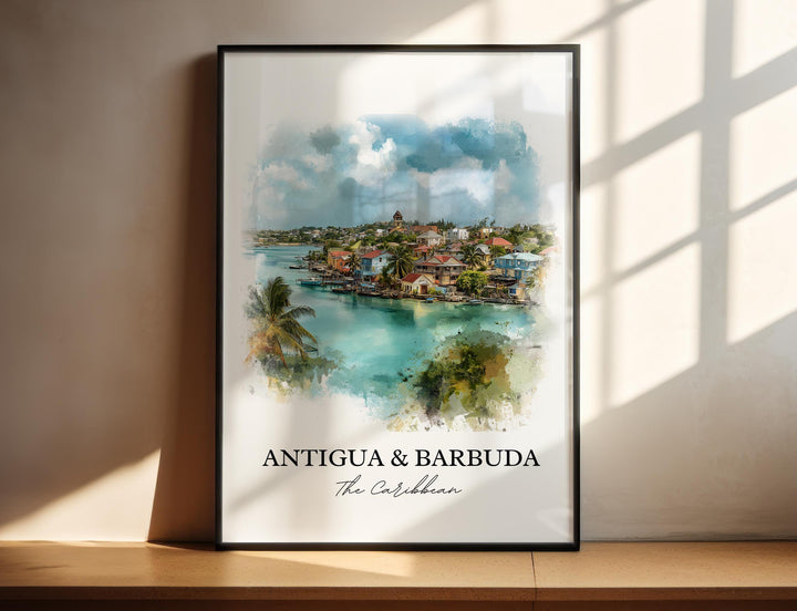 Antigua & Barbuda Wall Art, Caribbean Print, Caribbean Artwork, Antigua Barbuda Gift, Travel Print, Travel Poster, Housewarming Gift