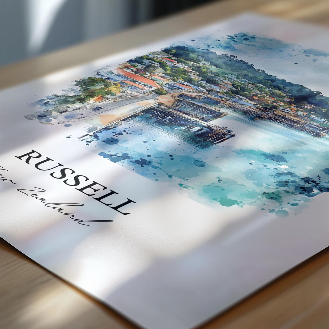 Russell New Zealand Wall Art, Kororareka Print, New Zealand Artwork, Russell NZ Gift, Travel Print, Travel Poster, Housewarming Gift