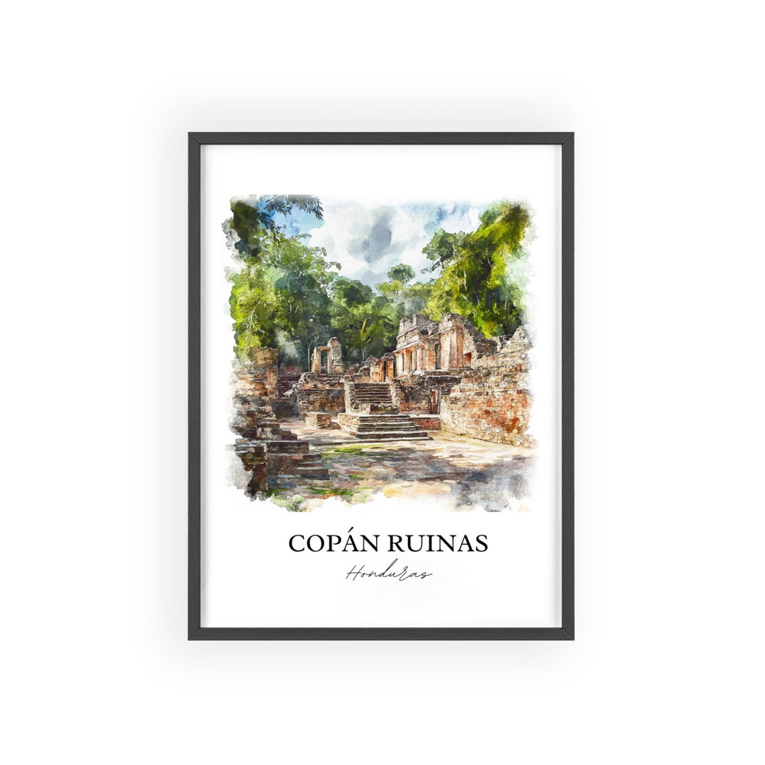 Copan Ruinas Wall Art, Honduras Print, Honduras Watercolor Art, Copan Ruinas Gift, Travel Print, Travel Poster, Housewarming Gift