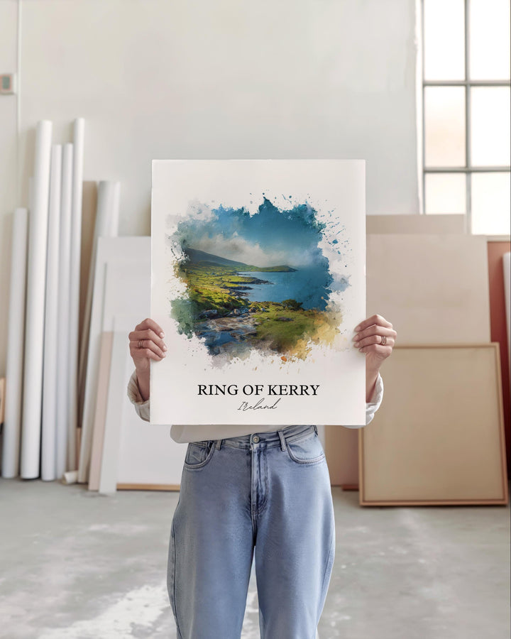 Ring of Kerry Wall Art, Ireland Print, Ireland Watercolor Art, Ireland Gift, Ring of Kerry Travel Print, Travel Poster, Housewarming Gift
