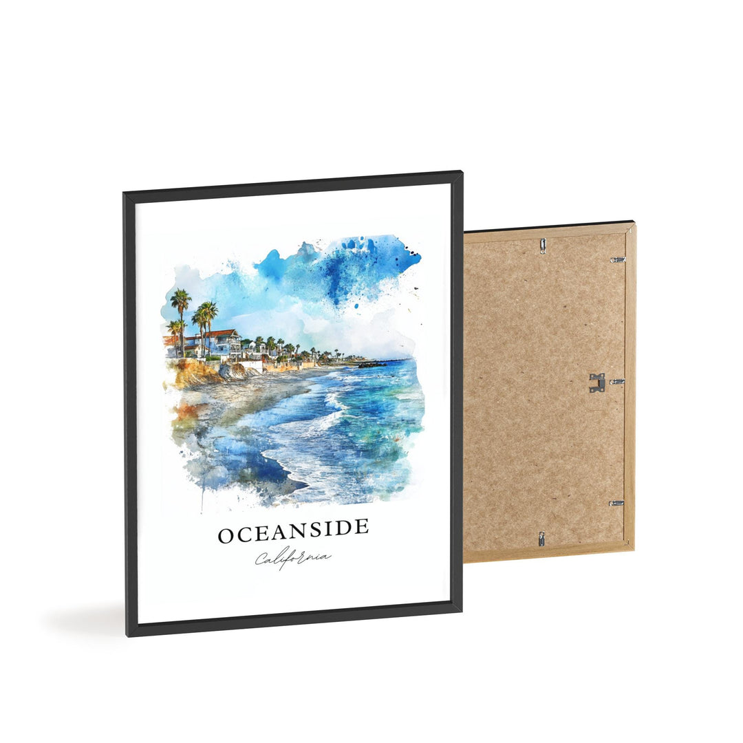 Oceanside CA Wall Art, San Diego Print, SoCal Watercolor Art, Oceanside California Gift, Travel Print, Travel Poster, Housewarming Gift