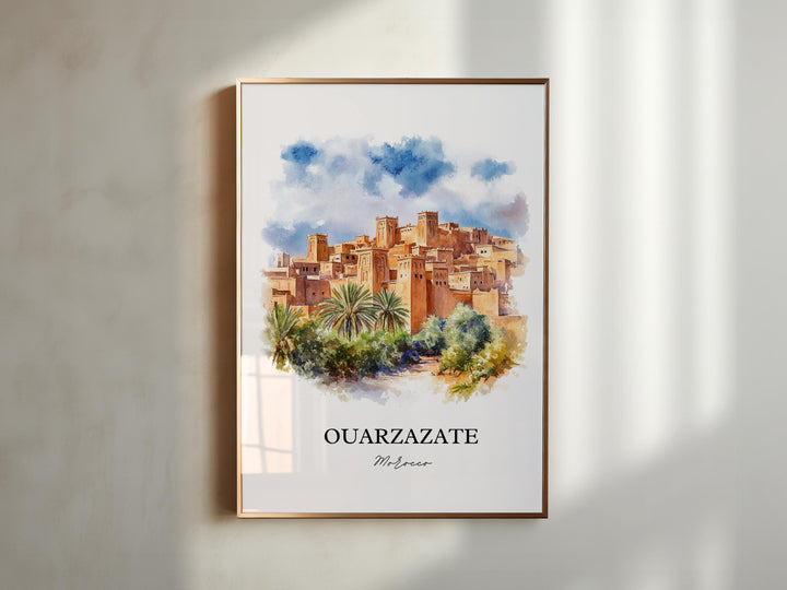 Ouarzazate Wall Art, High Atlas Mountains Print, Morocco Watercolor Art, Ouarzazate Gift, Travel Print, Travel Poster, Housewarming Gift