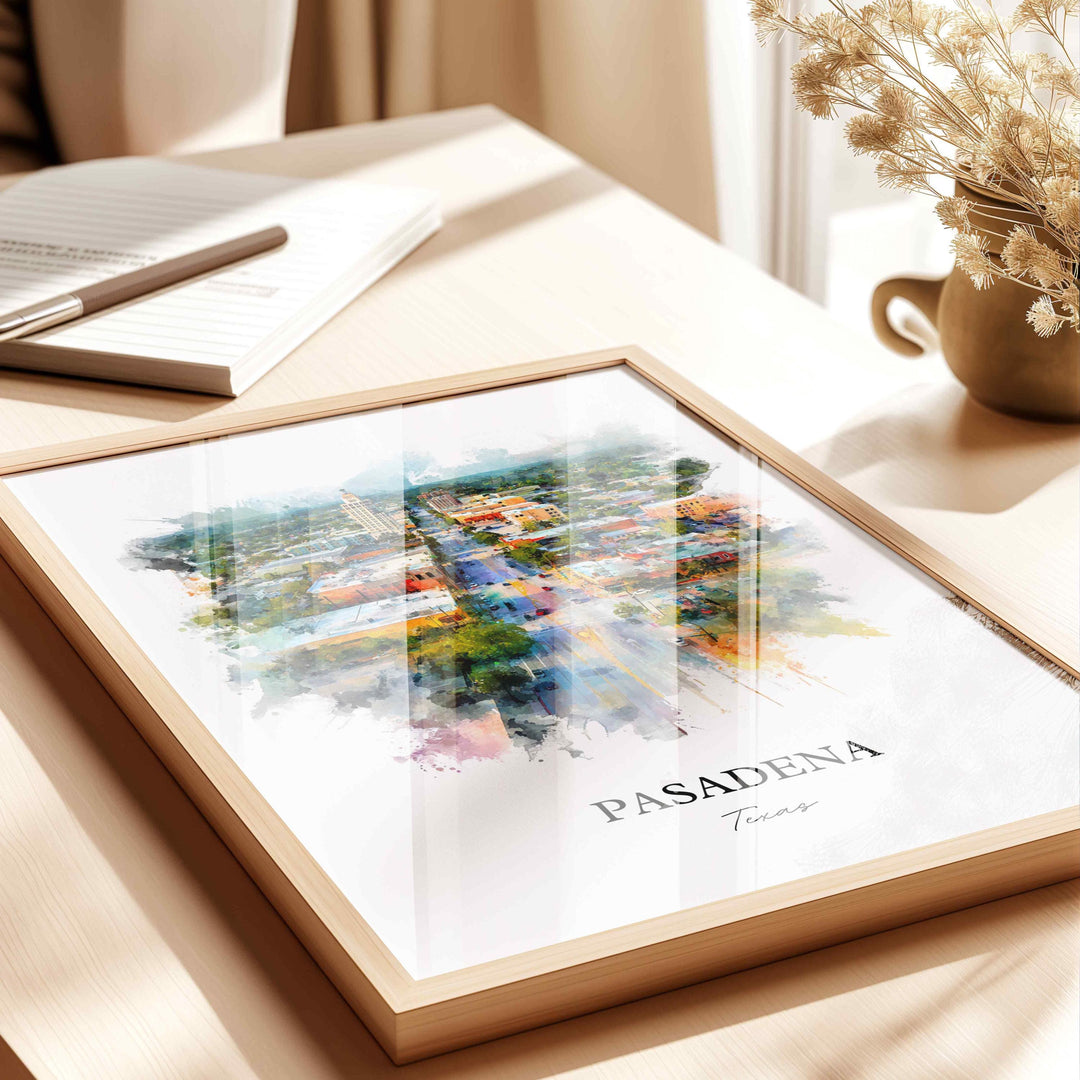 Pasadena, Texas – Watercolor Art Print