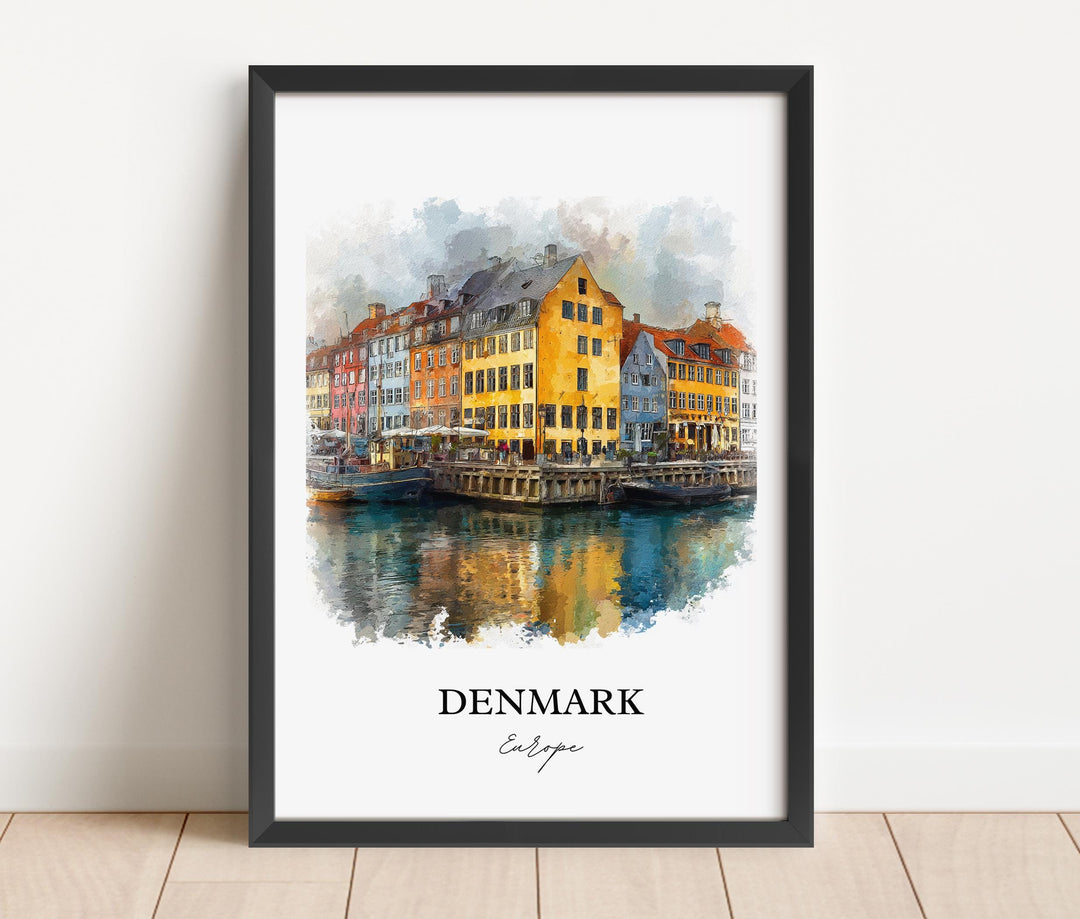 Denmark Wall Art, Denmark Print, Denmark Watercolor Art, Denmark Country Gift, Travel Print, Travel Poster, Housewarming Gift