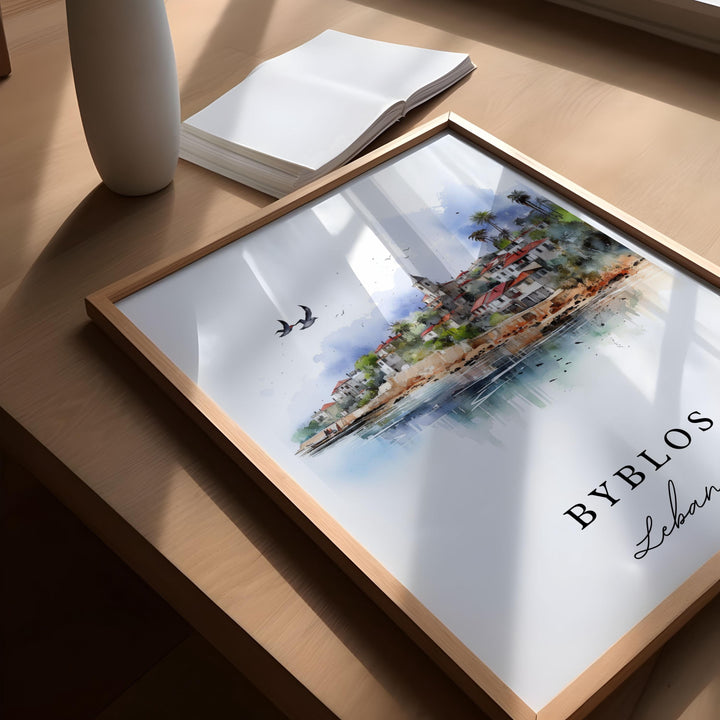 Byblos Lebanon wall art - Lebanon, Byblos poster, Byblos Wedding gift, Byblos Birthday present, Custom Text, Personalized Gift