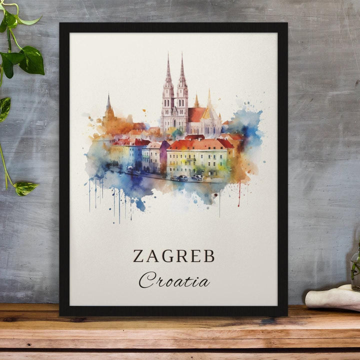 Zagreb Croatia wall art - Croatia, Zagreb poster, Zagreb Wedding gift, Zagreb Birthday present, Custom Text, Personalized Gift