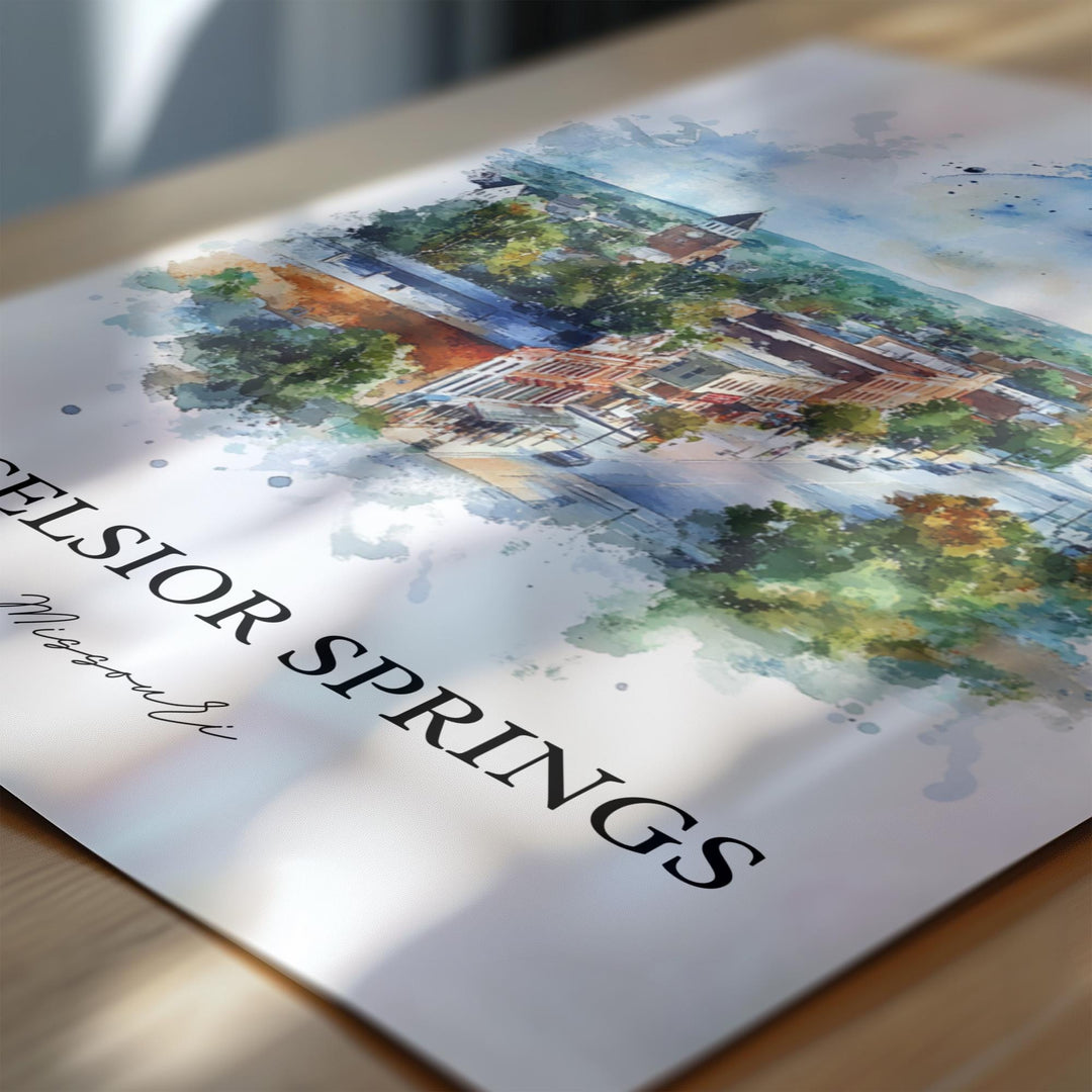 Excelsior Springs, Missouri, USA – Watercolor Art Print