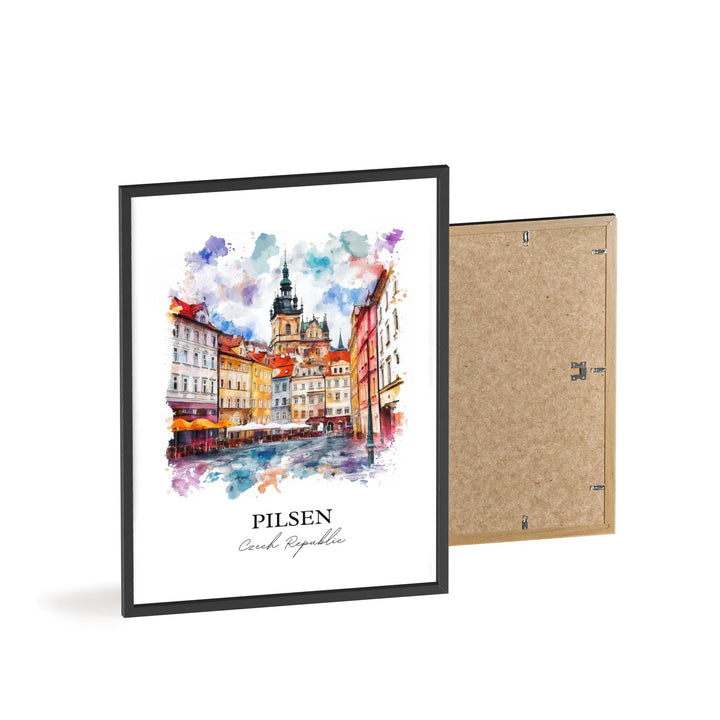 Pilsen Wall Art, Plzen Print, Czech Republic Watercolor, Pilsen Gift, Travel Print, Travel Poster, Housewarming Gift