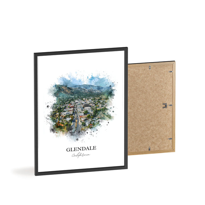 Glendale, California Wall Art, Glendale Print, California Watercolor Art, Los Angeles Gift, Travel Print, Travel Poster, Housewarming Gift