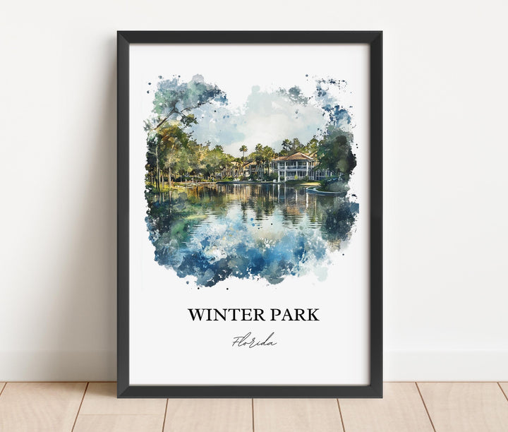 Winter Park FL Wall Art, Orlando Print, Winter Park FL Watercolor Art, Winter Park Gift, Travel Print, Travel Poster, Housewarming Gift