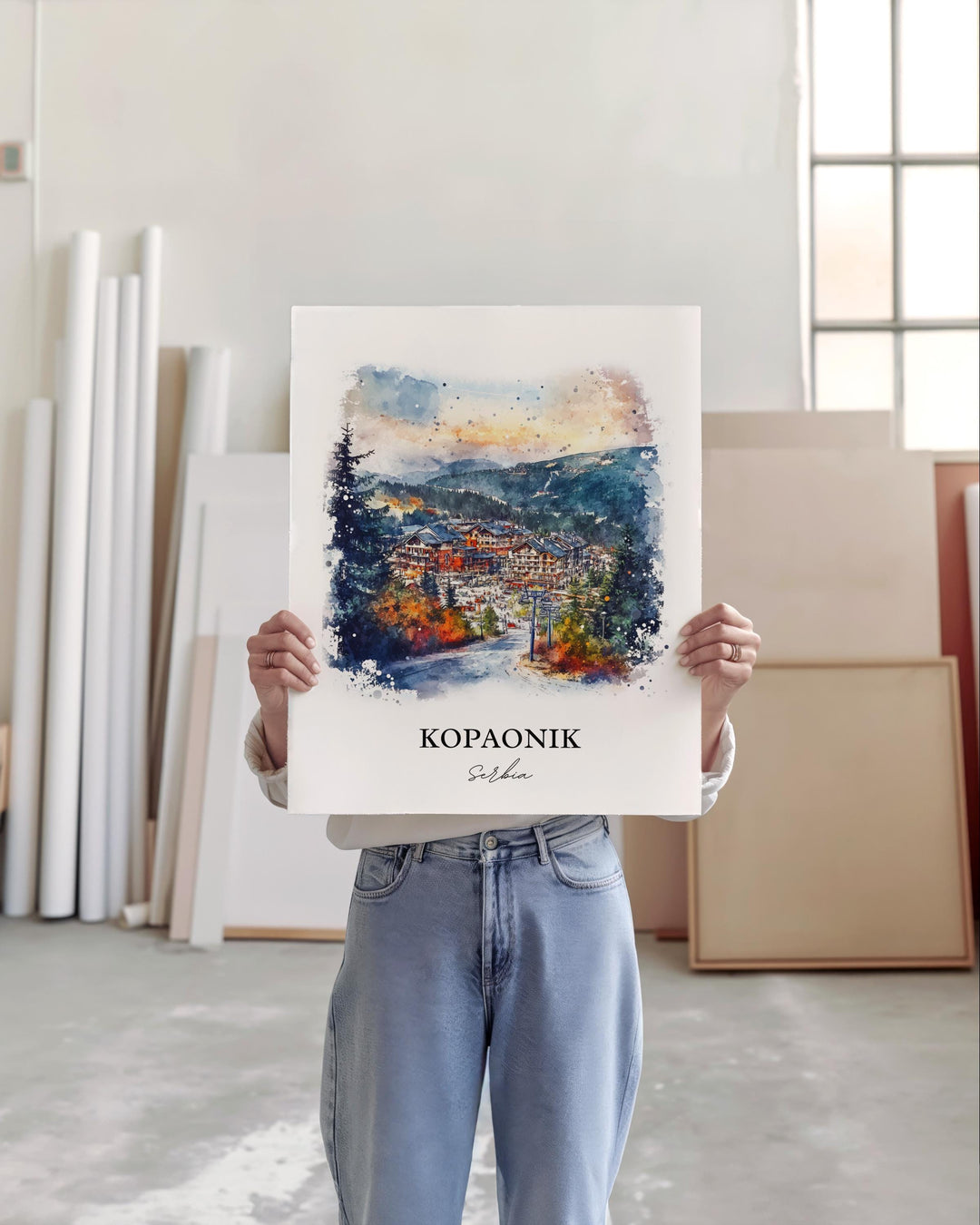 Kopaonik Wall Art, Kosovo Print, Serbia Watercolor Art, Kopaonik Serbia Gift, Travel Print, Travel Poster, Housewarming Gift