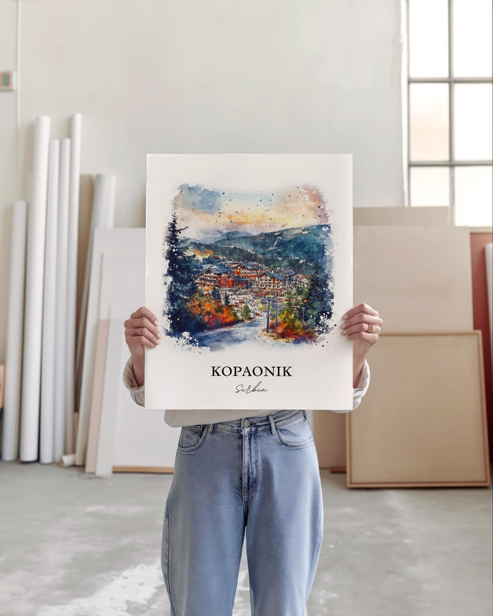 Kopaonik Wall Art, Kosovo Print, Serbia Watercolor Art, Kopaonik Serbia Gift, Travel Print, Travel Poster, Housewarming Gift