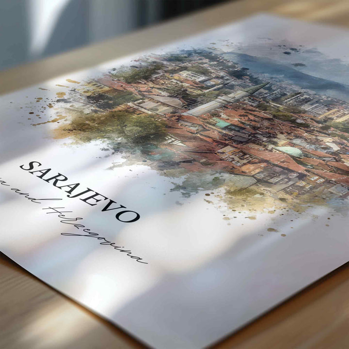 Sarajevo, Bosnia & Herzegovina – Watercolor Art Print