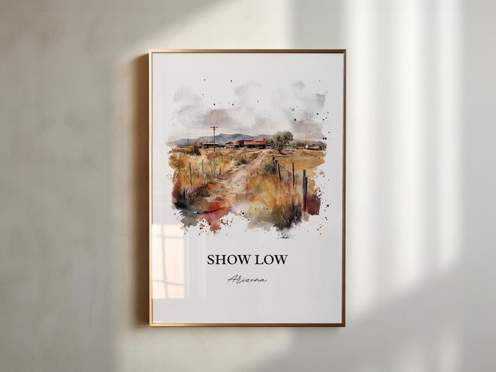 Show Low AZ Wall Art, Navajo County Print, Arizona Watercolor Art, Show Low Arizona Gift, Travel Print, Travel Poster, Housewarming Gift