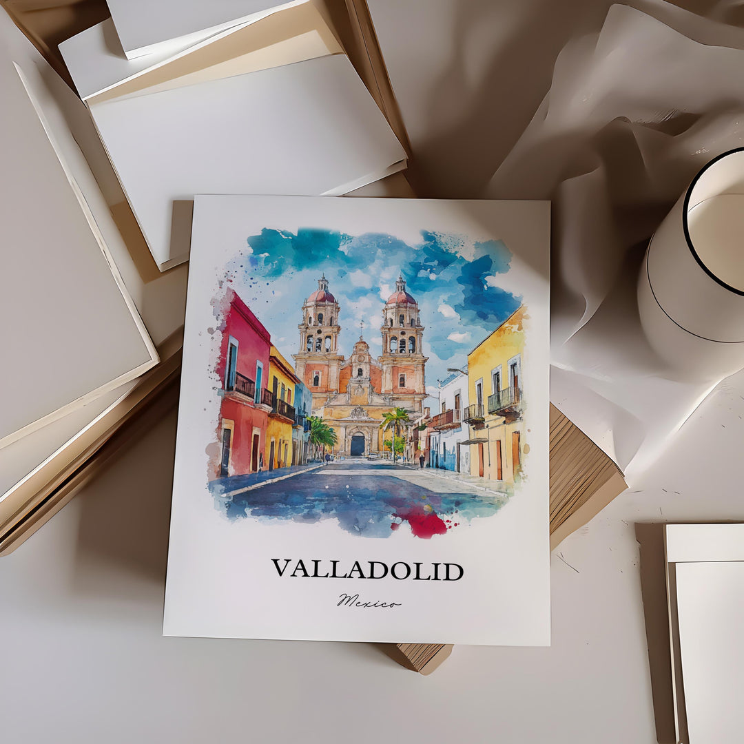 Valladolid Wall Art, Yucatán Peninsula Prints, Mexico Watercolor Art, Valladolid Mexico Gift, Travel Print, Travel Poster, Housewarming Gift