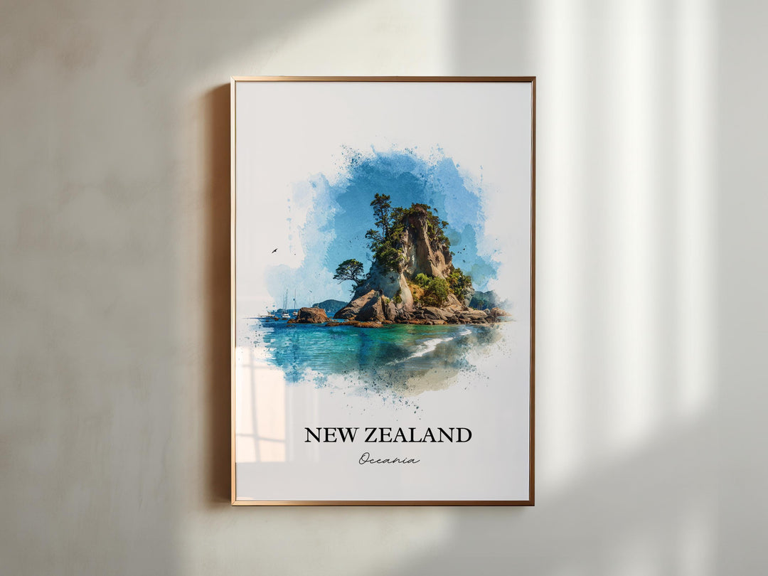 New Zealand Wall Art, New Zealand Print, New Zealand Watercolor Art, Auckland NZ Gift, Travel Print, Travel Poster, Housewarming Gift