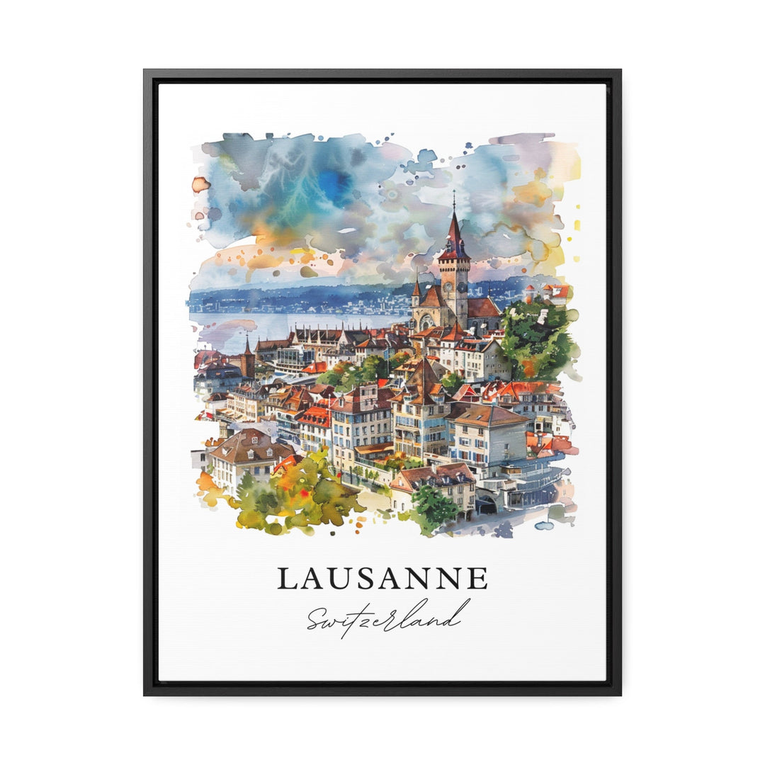 Lausanne Wall Art, Lausanne Switzerland Print, Lake Geneva Watercolor, Vaud Switzerland Gift,