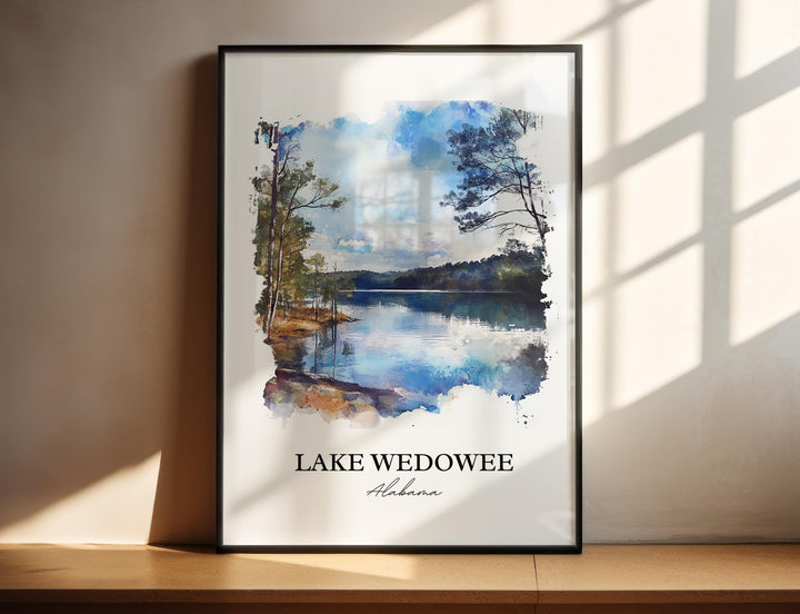 Lake Wedowee Wall Art, Randolph County AL Print, Alabama Watercolor Art, Lake Wedowee Gift, Travel Print, Travel Poster, Housewarming Gift