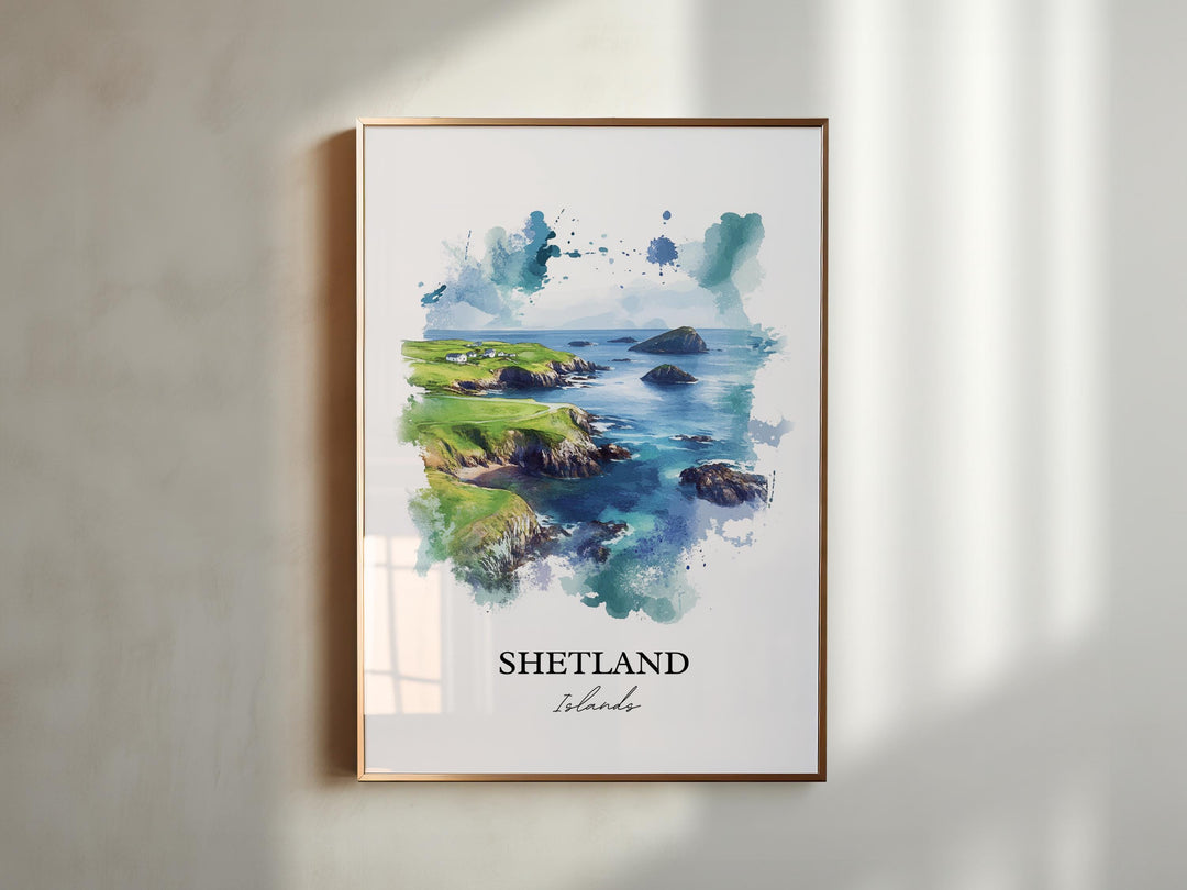 Shetland Islands Wall Art, Orkney Print, Scotland Watercolor Art, Shetland Islands Gift, Travel Print, Travel Poster, Housewarming Gift