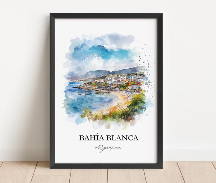 Bahia Blanca Wall Art, Buenos Aires Print, Argentina Watercolor Art, Bahia Blanca Gift, Travel Print, Travel Poster, Housewarming Gift