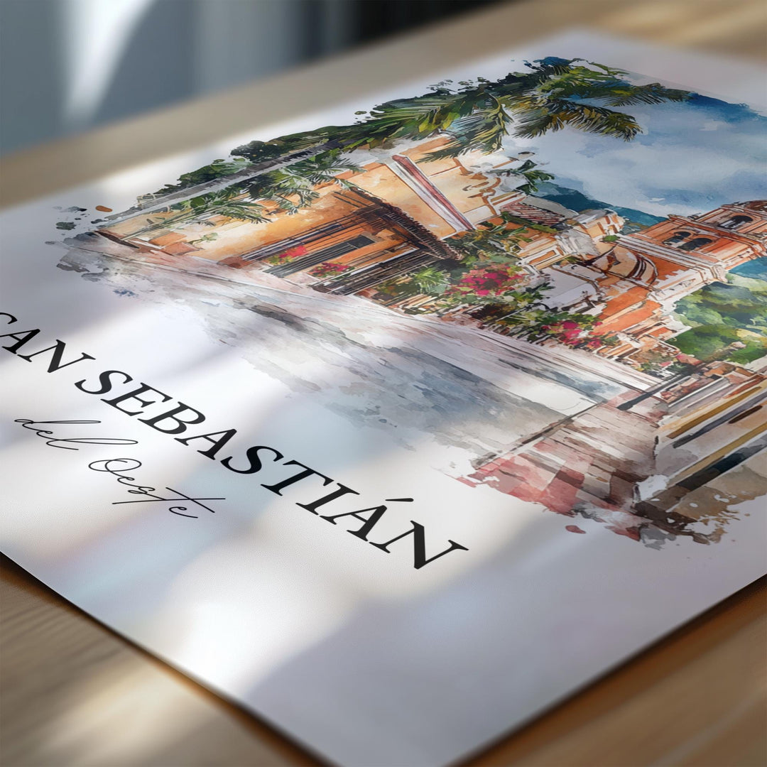San Sebastián del Oeste Wall Art, Jalisco Print, Mexico Watercolor Art, Jalisco Gift, Travel Print, Travel Poster, Housewarming Gift