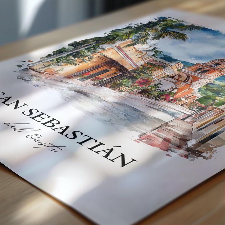 San Sebastián del Oeste Wall Art, Jalisco Print, Mexico Watercolor Art, Jalisco Gift, Travel Print, Travel Poster, Housewarming Gift