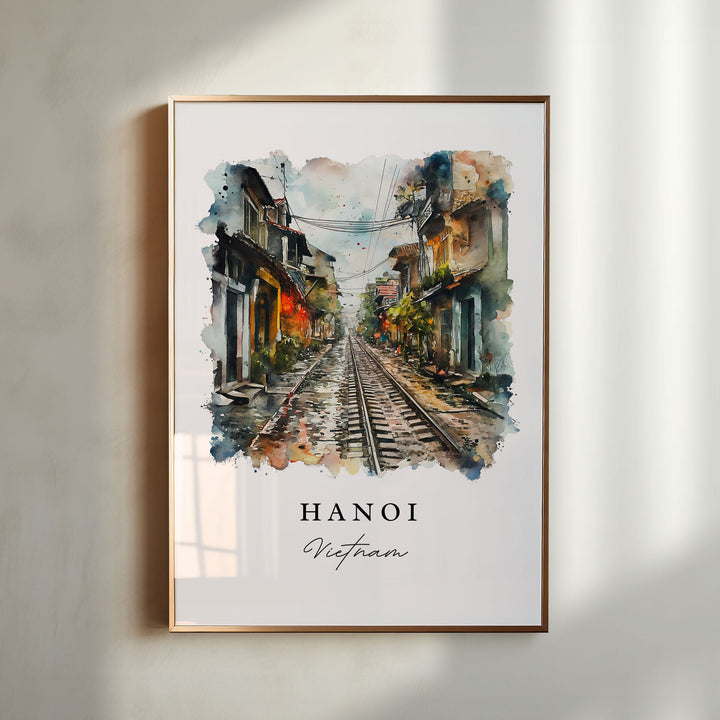 Hanoi watercolor wall art - Vietnam, Hanoi print, Hanoi Wedding gift, Hanoi Vietnam Birthday present, Custom Text, Perfect Gift