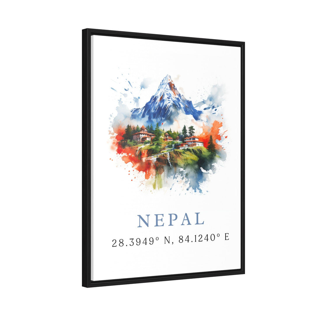 Nepal travel art - Nepal poster print with coordinates, Wedding gift, Birthday present, Custom Text, Perfect Gift