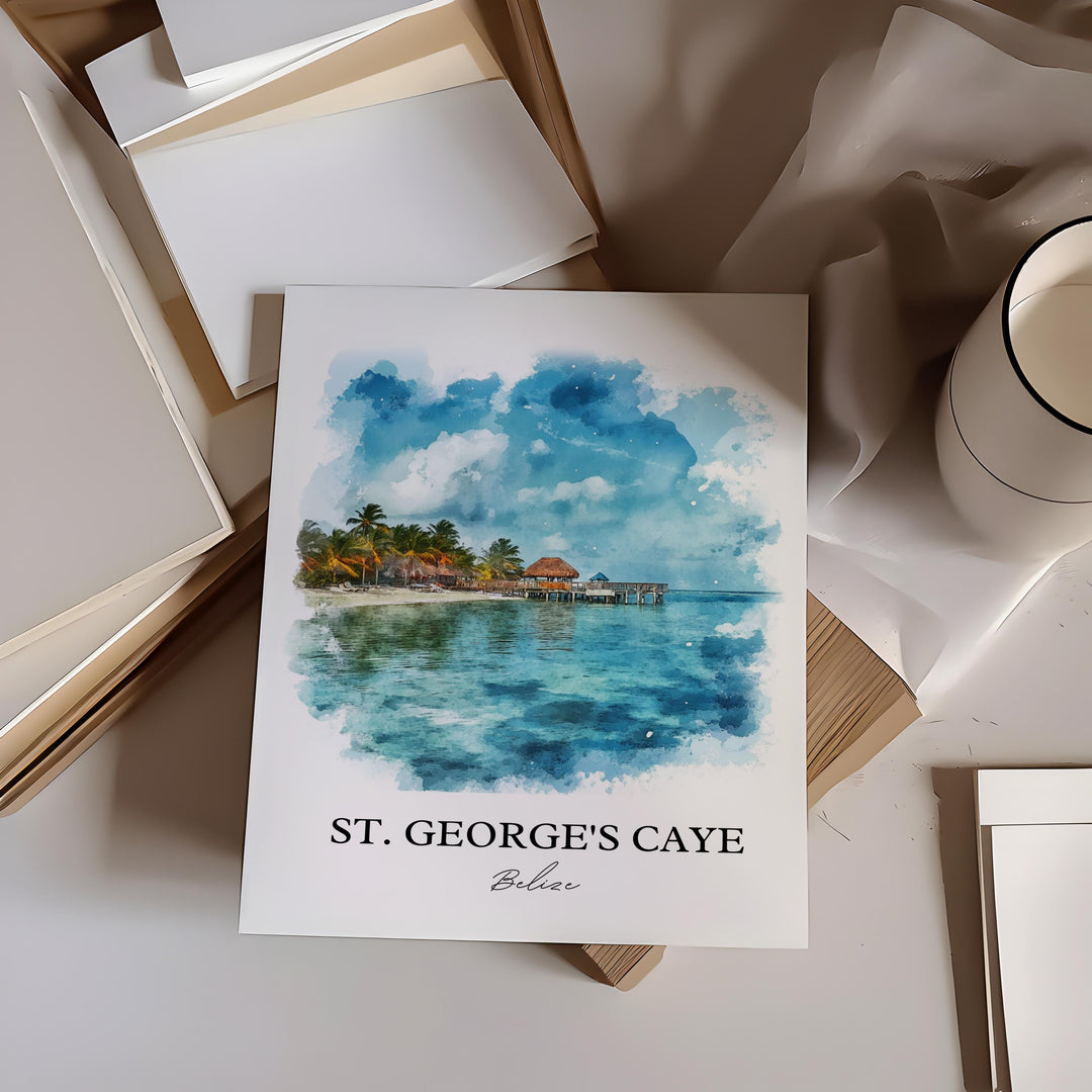 St. George's Caye, Belize – Watercolor Art Print