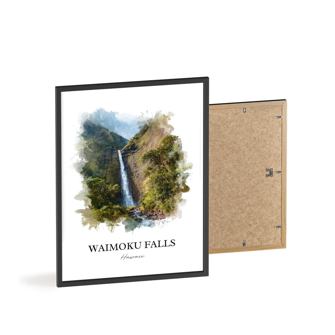 Waimoku Falls Wall Art, Maui Print, Maui Watercolor Art, Waimoku Falls Gift, Travel Print, Travel Poster, Housewarming Gift