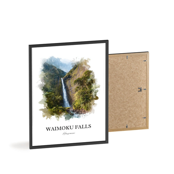 Waimoku Falls Wall Art, Maui Print, Maui Watercolor Art, Waimoku Falls Gift, Travel Print, Travel Poster, Housewarming Gift