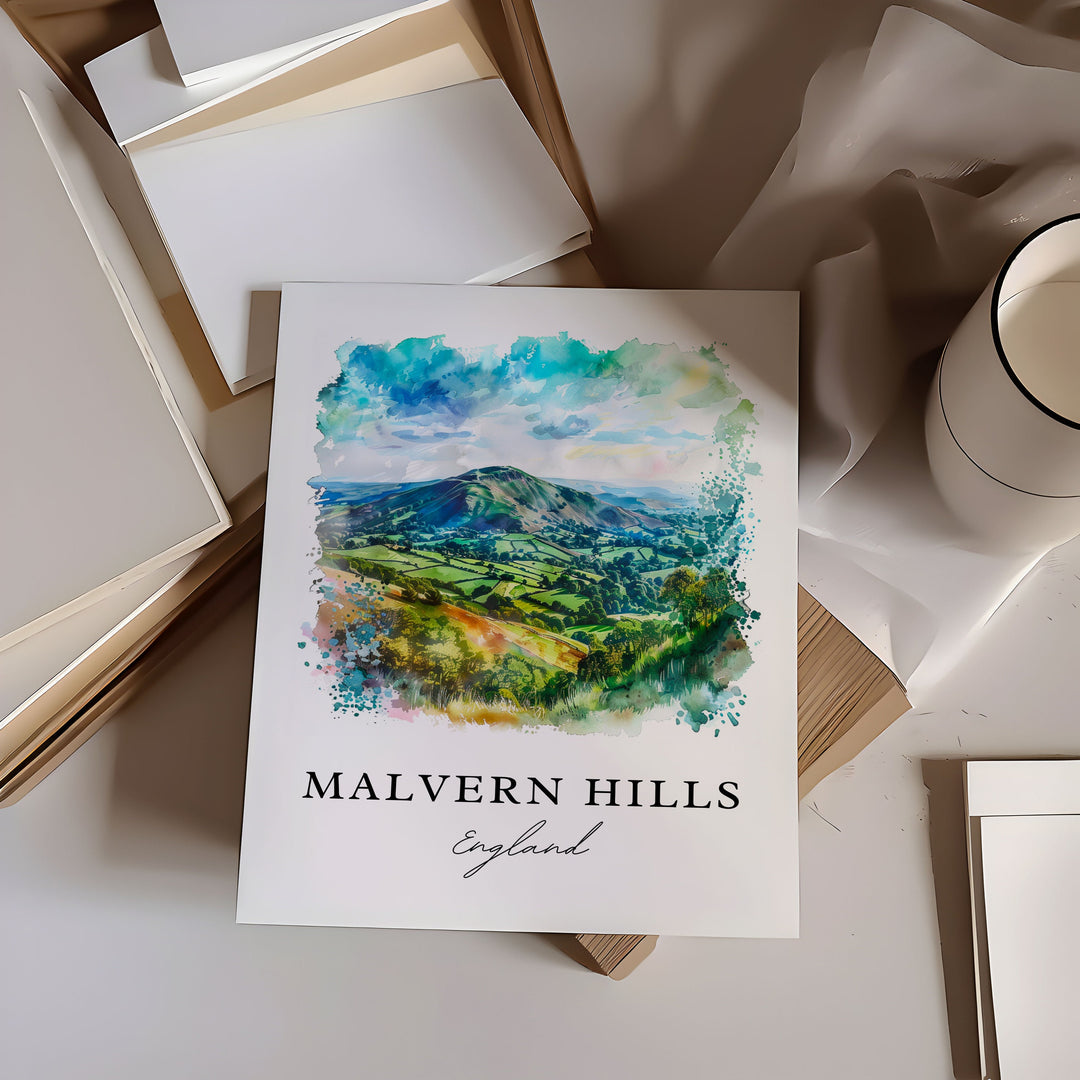 Malvern Hills UK Wall Art, Malvern Hills Print, Malvern Hills Watercolor, Malvern Hills England Gift, Travel Poster, Housewarming Gift