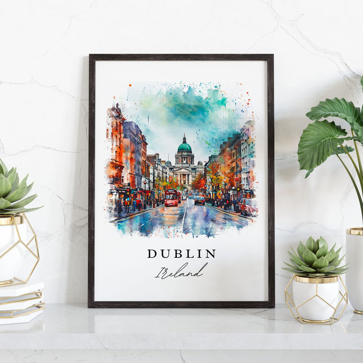 Dublin Ireland watercolor travel art - Irish Art, Dublin print, Wedding gift, Birthday present, Custom Text, Perfect Gift